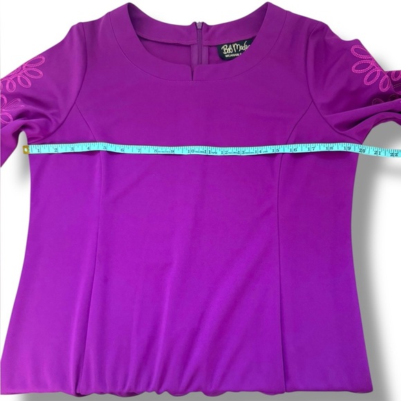 Bob Mackie Wearable Art Dress Purple Embroidered Floral Y-Neck Dress Sz M - Picture 5 of 8